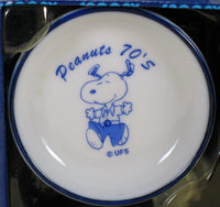 Peanuts Mini China Plate With Stand - 1970's Happy Snoopy