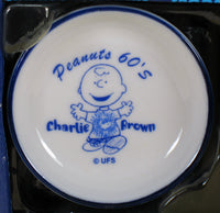Peanuts Mini China Plate With Stand - 1960's Charlie Brown