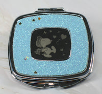 Snoopy Flying Ace Dual - Mirror Metal Compact (Shiny Silver Finish) - Near Mint - snoopn4pnuts.com