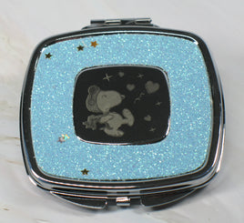 Snoopy Flying Ace Dual - Mirror Metal Compact (Shiny Silver Finish) - Near Mint - snoopn4pnuts.com