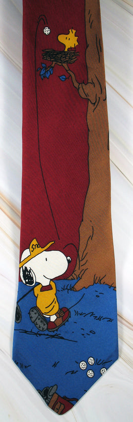 SNOOPY GOLFER Silk Neck Tie (FREE Gift Box!) - Near Mint - snoopn4pnuts.com