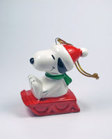 1981 Snoopy On Sled Christmas Ornament