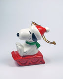 1981 Snoopy On Sled Christmas Ornament