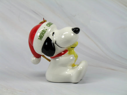 1977 Santa Snoopy Hugs Woodstock Christmas Ornament - snoopn4pnuts.com