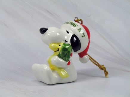 1977 Santa Snoopy Hugs Woodstock Christmas Ornament - snoopn4pnuts.com