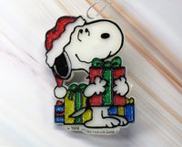 Snoopy Santa Faux Stained Glass Ornament