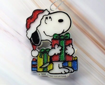 Snoopy Santa Faux Stained Glass Ornament - snoopn4pnuts.com