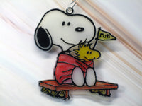 Snoopy Fan Faux Stained Glass Ornament