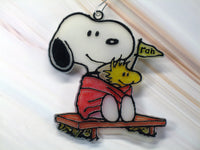Snoopy Fan Faux Stained Glass Ornament