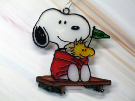 Snoopy Fan Faux Stained Glass Ornament (Near Mint) - snoopn4pnuts.com