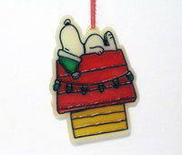 Snoopy on Doghouse Faux Stained Glass Ornament