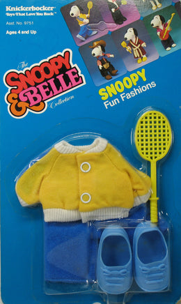 Snoopy Knickerbocker Rubber Doll 4-Piece Clothing And Accessories Set - Tennis Player
