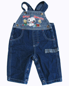 Snoopy Peanuts Denim Embroidered Dungaree Dress Bib Brace Skirt Size 8 10  12 14