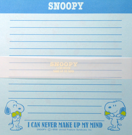 Snoopy Lined Stationery - I Can Never Make Up My Mind - snoopn4pnuts.com