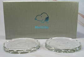 Peanuts Met Life Etched Crystal Coaster / Paperweight Set In Gift Box - snoopn4pnuts.com