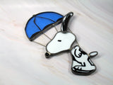 Snoopy With Parachute 2-D Leaded Stained Glass Decor