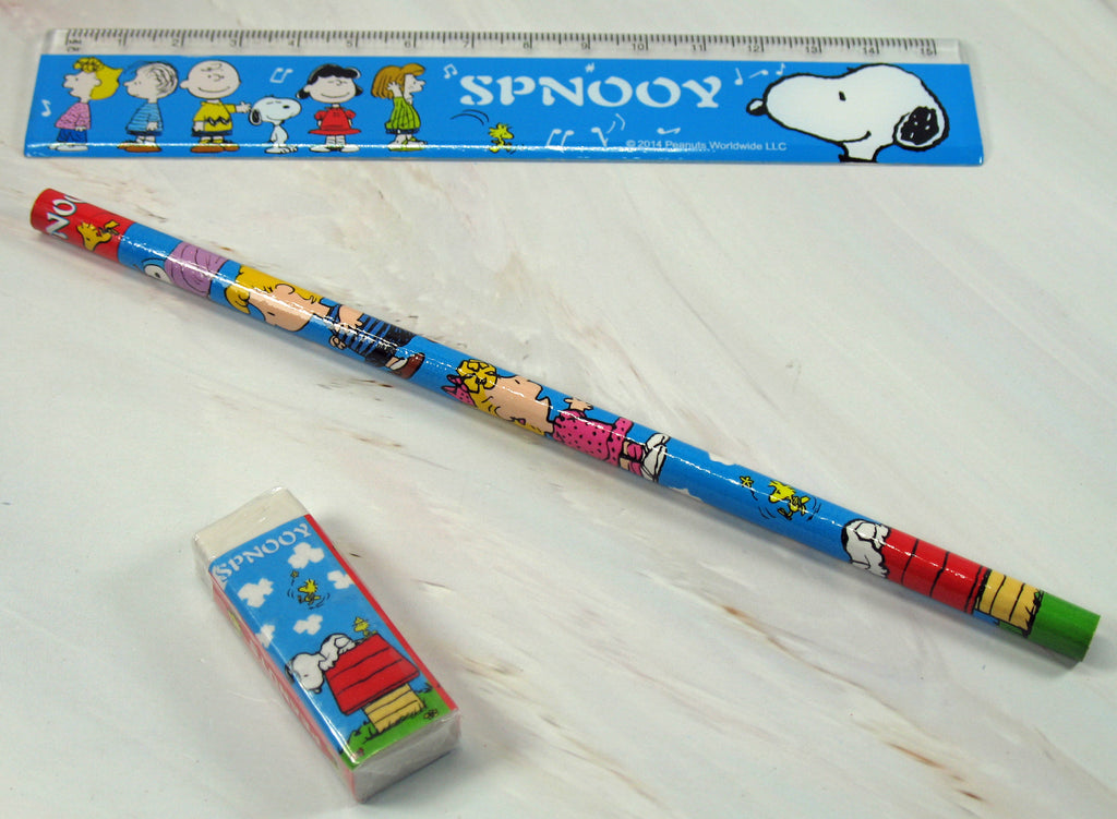 Snoopy Ruler Snoopy Office Set (Ruler, Pencil, And Eraser) - Peanuts Gang (Snoopy N ...