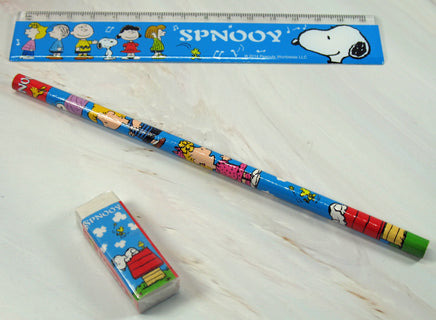 Snoopy Office Set (Ruler, Pencil, and Eraser) - Peanuts Gang (Snoopy Named Misspelled!) - snoopn4pnuts.com