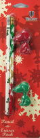 Snoopy Christmas Holiday Pencil and Shaped Eraser Set - Christmas