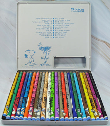 Snoopy Large Colored Pencil Set In Tin Storage Container - snoopn4pnuts.com