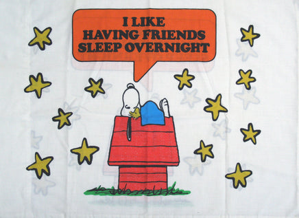 Vintage Peanuts Gang Pillow Case - Sleepover (Colors Vibrant But Background Slightly Discolored)