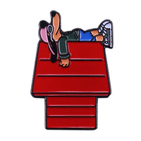 Cool Dog Lying On Snoopy's Doghouse Enamel Pin
