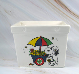 Snoopy and Woodstock Vintage Square Planter