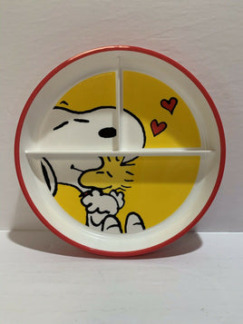 Peanuts Divided Melamine Plate With Non-Slip Bottom - Snoopy And Woodstock