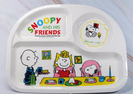 Peanuts Melamine Divided Plate - RARE Japanese Sample! (New But Near Mint/Crack Repaired Well By Manufacturer) - snoopn4pnuts.com
