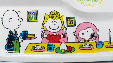 Peanuts Melamine Divided Plate - RARE Japanese Sample! (New But Near Mint/Crack Repaired Well By Manufacturer) - snoopn4pnuts.com