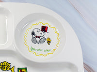 Peanuts Melamine Divided Plate - RARE Japanese Sample! (New But Near Mint/Crack Repaired Well By Manufacturer) - snoopn4pnuts.com