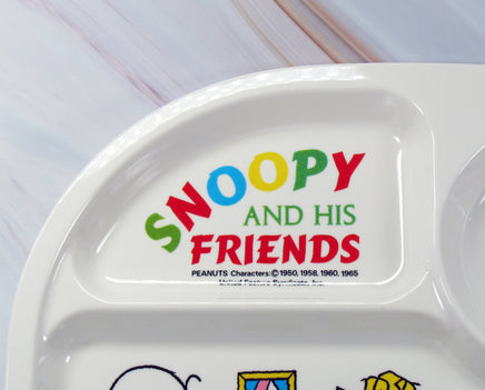 Peanuts Melamine Divided Plate - RARE Japanese Sample! (New But Near Mint/Crack Repaired Well By Manufacturer) - snoopn4pnuts.com