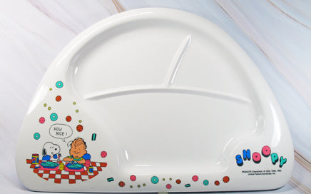Peanuts Thick Melamine Divided Plate - RARE Japanese Sample! Very High Quality! - snoopn4pnuts.com