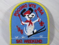 Snoopy Iron-On Cloth Patch - Boyscouts Pocono Mountains Ski Weekend