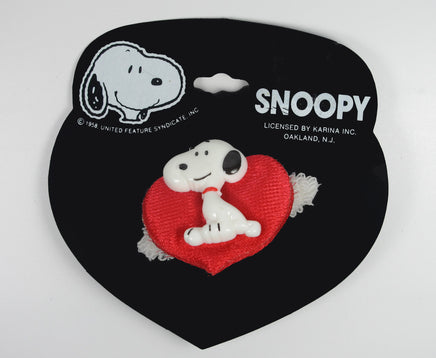 Snoopy Pony Tail Holder Hair Band On Satin Heart - snoopn4pnuts.com