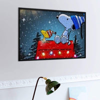 Snoopy and Woodstock On Decorated Doghouse Wood Jigsaw Puzzle - snoopn4pnuts.com