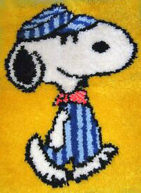 Snoopy Railroad Latch Hook Wall Hanging / Rug