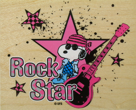 Snoopy Joe Cool Large RUBBER STAMP - Rock Star - snoopn4pnuts.com