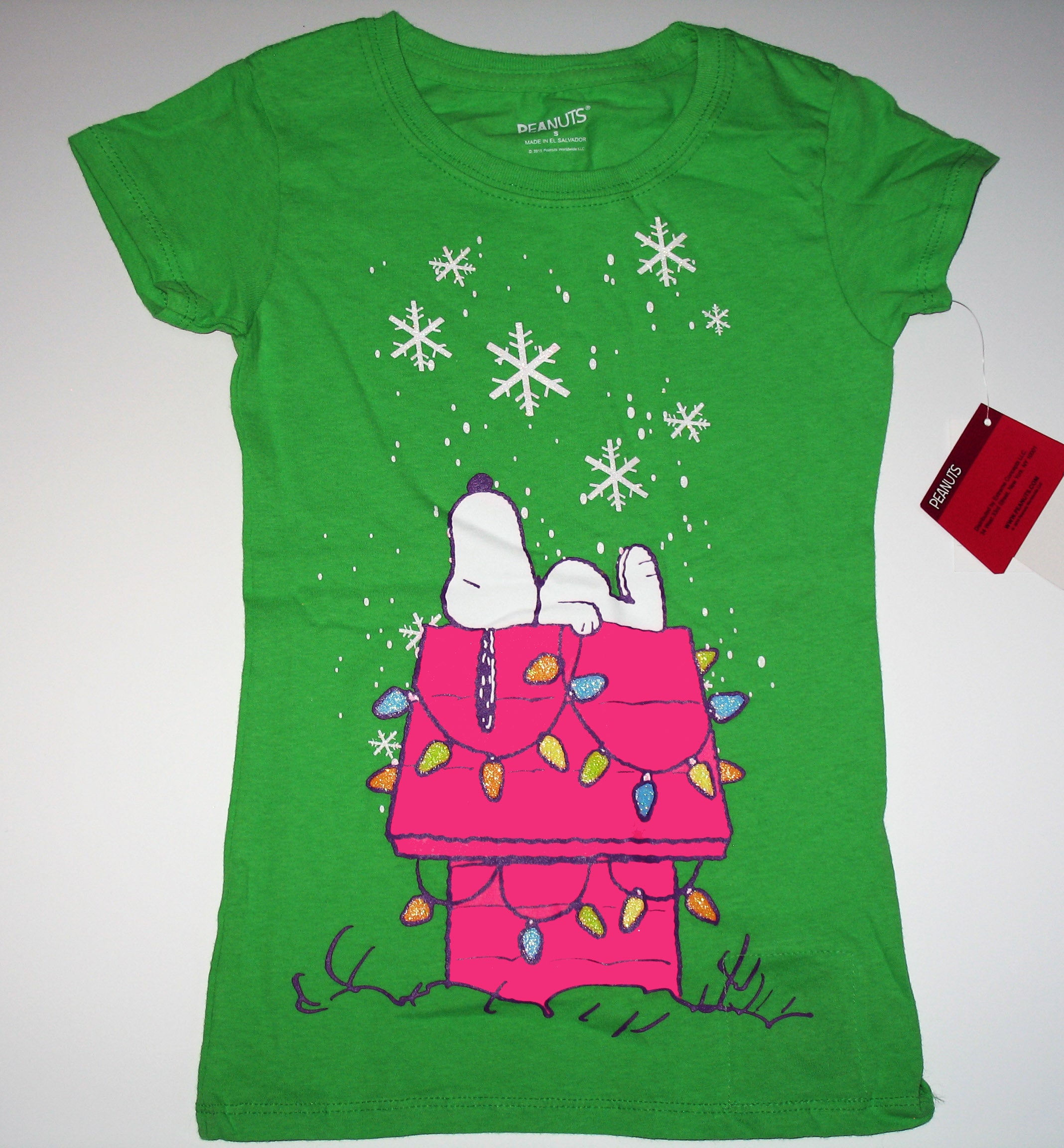 Girl's Snoopy Christmas Shirt With Glitter Accents (Includes Non