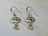 Snoopy Joe Cool Two-Tone Sterling Silver and Gold Plated Fish Hook Earrings