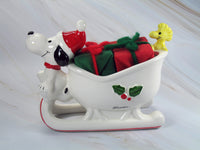 Snoopy Santa and Sleigh Vintage Planter (New But Near Mint) - snoopn4pnuts.com
