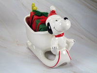 Snoopy Santa and Sleigh Vintage Planter (New But Near Mint) - snoopn4pnuts.com