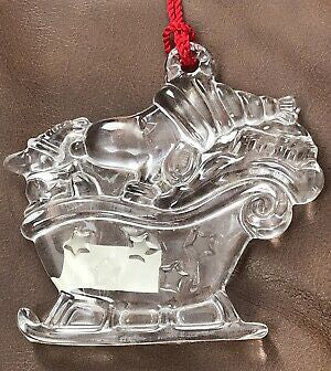 Snoopy Sleigh Waterford Crystal Christmas Ornament