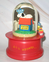 Snoopy and Woodstock Animated and Musical Vintage Snow Globe - All Aboard - snoopn4pnuts.com