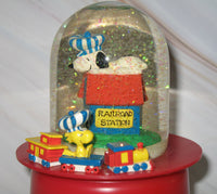 Snoopy and Woodstock Animated and Musical Vintage Snow Globe - All Aboard - snoopn4pnuts.com