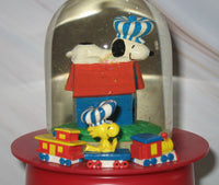 Snoopy and Woodstock Animated and Musical Vintage Snow Globe - All Aboard - snoopn4pnuts.com