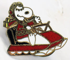Snoopy Snowmobile Enamel Pin - Red RARE! - snoopn4pnuts.com