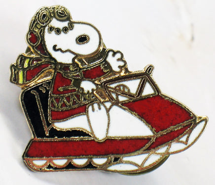 Snoopy Snowmobile Enamel Pin - Red RARE! - snoopn4pnuts.com