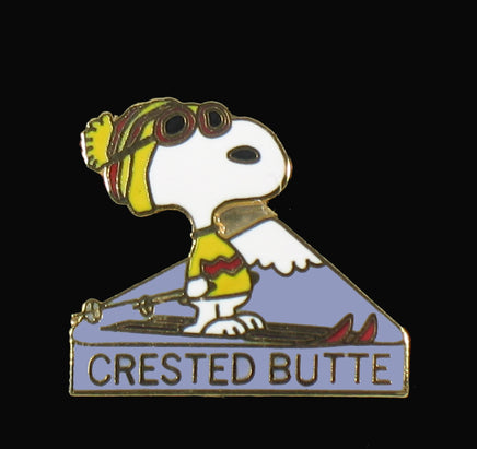 Snoopy Snow Mountain Resort Cloisonne Pin - Crested Butte RARE! - snoopn4pnuts.com