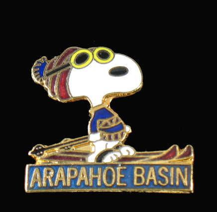 Snoopy Snow Mountain Resort Cloisonne Pin - Arapahoe Basin RARE! - snoopn4pnuts.com